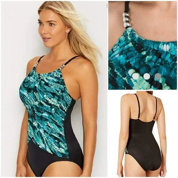 Magicsuit Black/Multi Aquarius Lisa One-piece sz 10 - Picture 1 of 15
